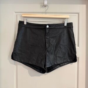 H&M Black Leather Shorts Size 10